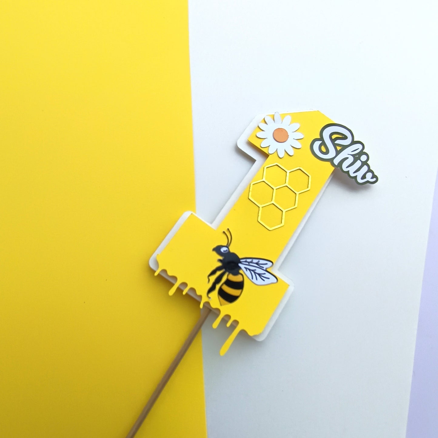 Honey Bee Small Cake Topper – Handcrafted Party Decoration
