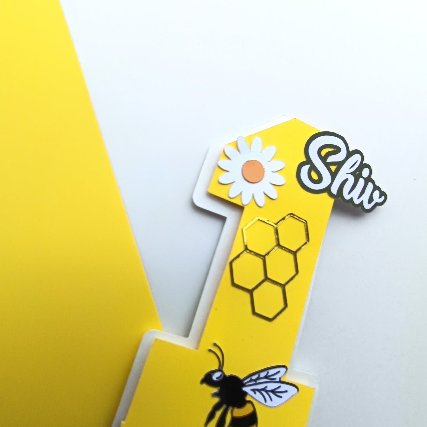 Honey Bee Small Cake Topper – Handcrafted Party Decoration
