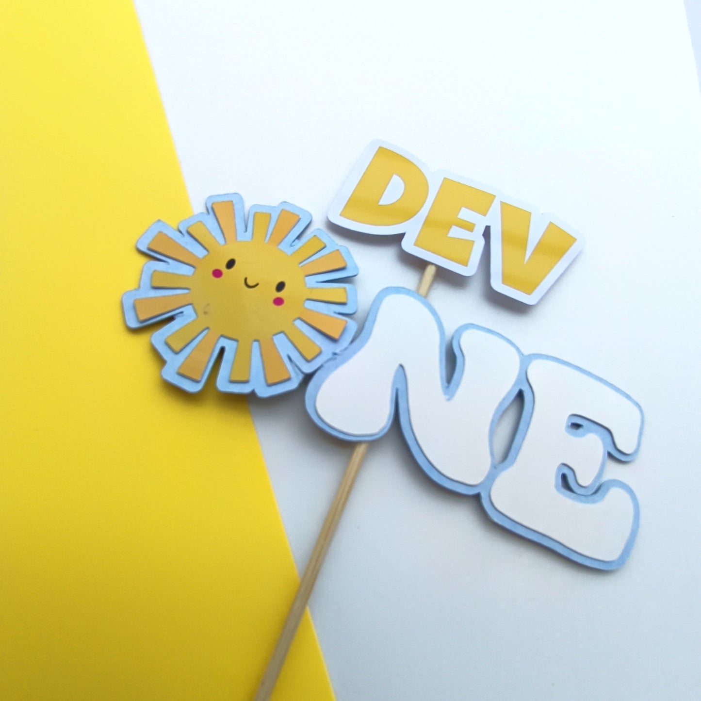 Sunshine Small Cake Topper – Handcrafted Party Decoration