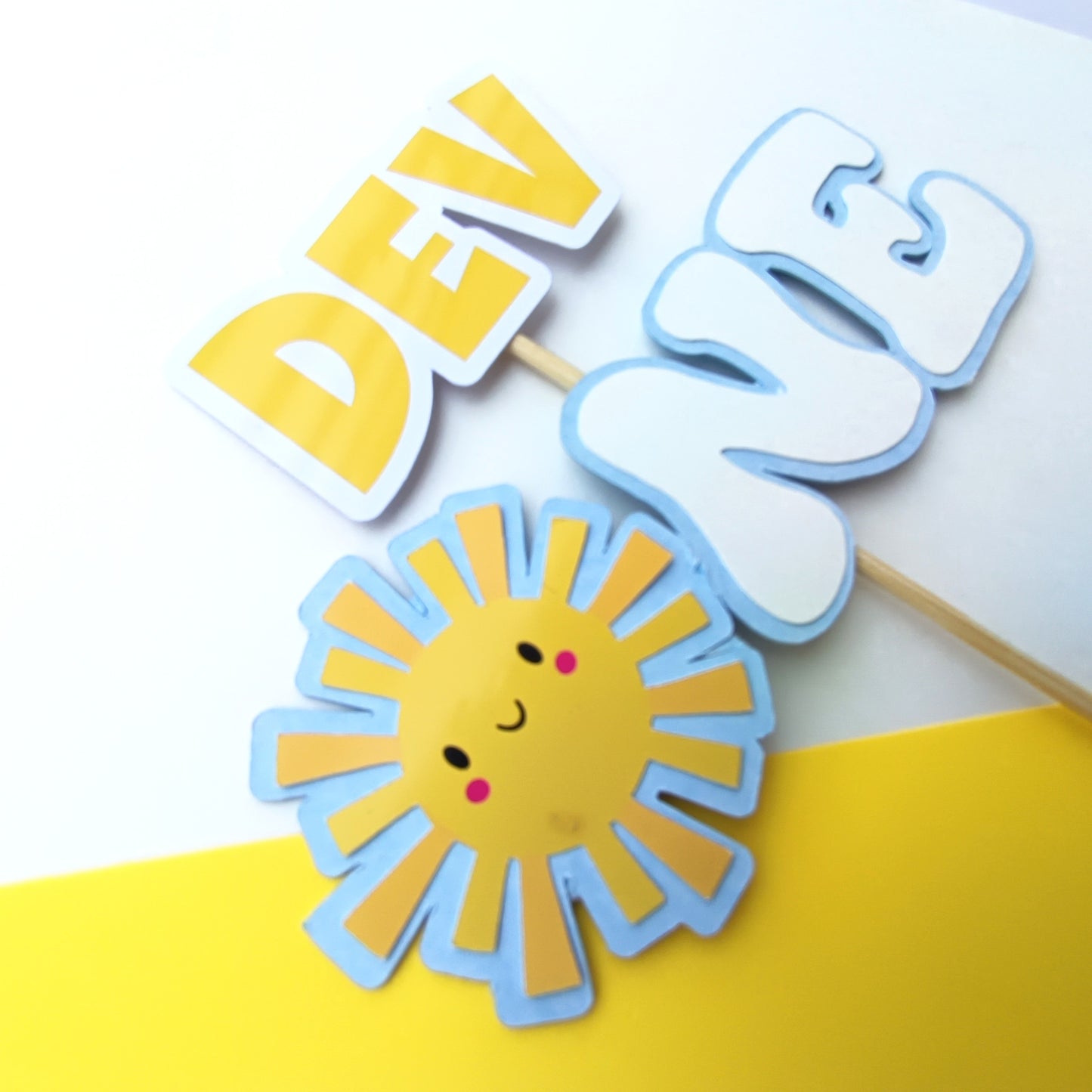 Sunshine Small Cake Topper – Handcrafted Party Decoration