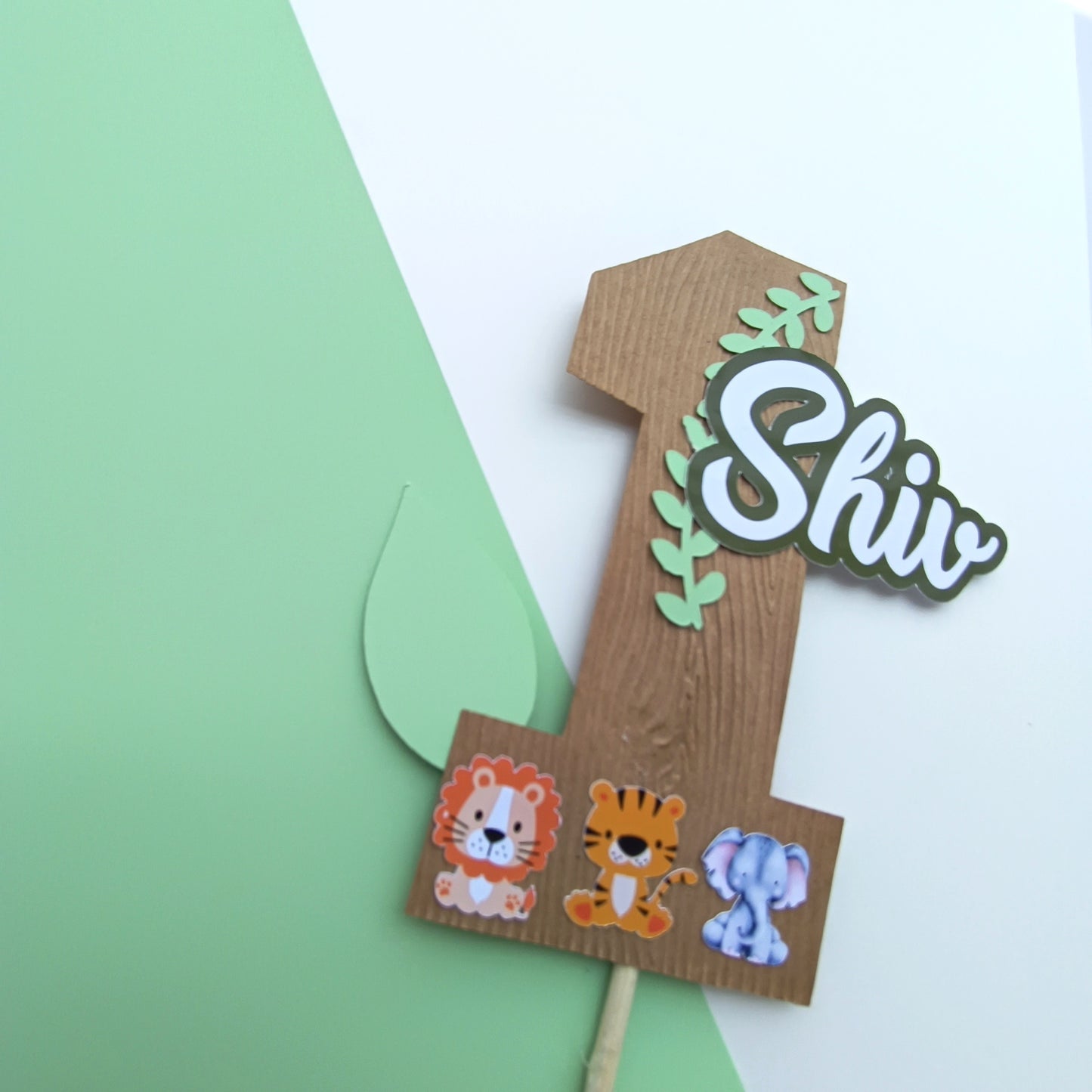 Jungle Small Cake Topper – Handcrafted Party Decoration