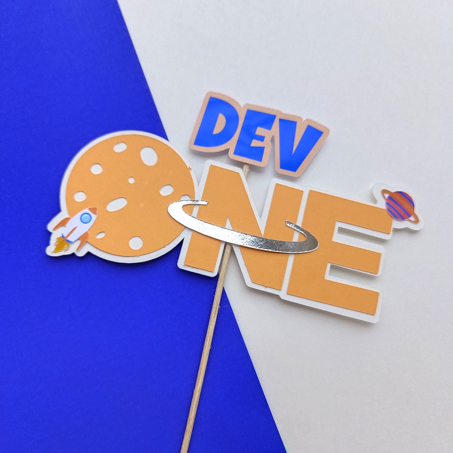 Space Small Cake Topper – Handcrafted Party Decoration