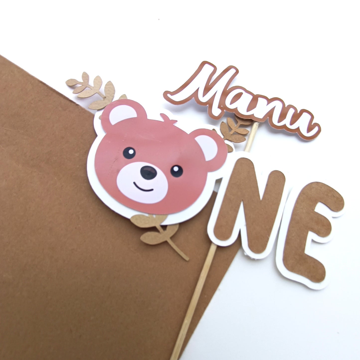 Teddy Small Cake Topper – Handcrafted Party Decoration
