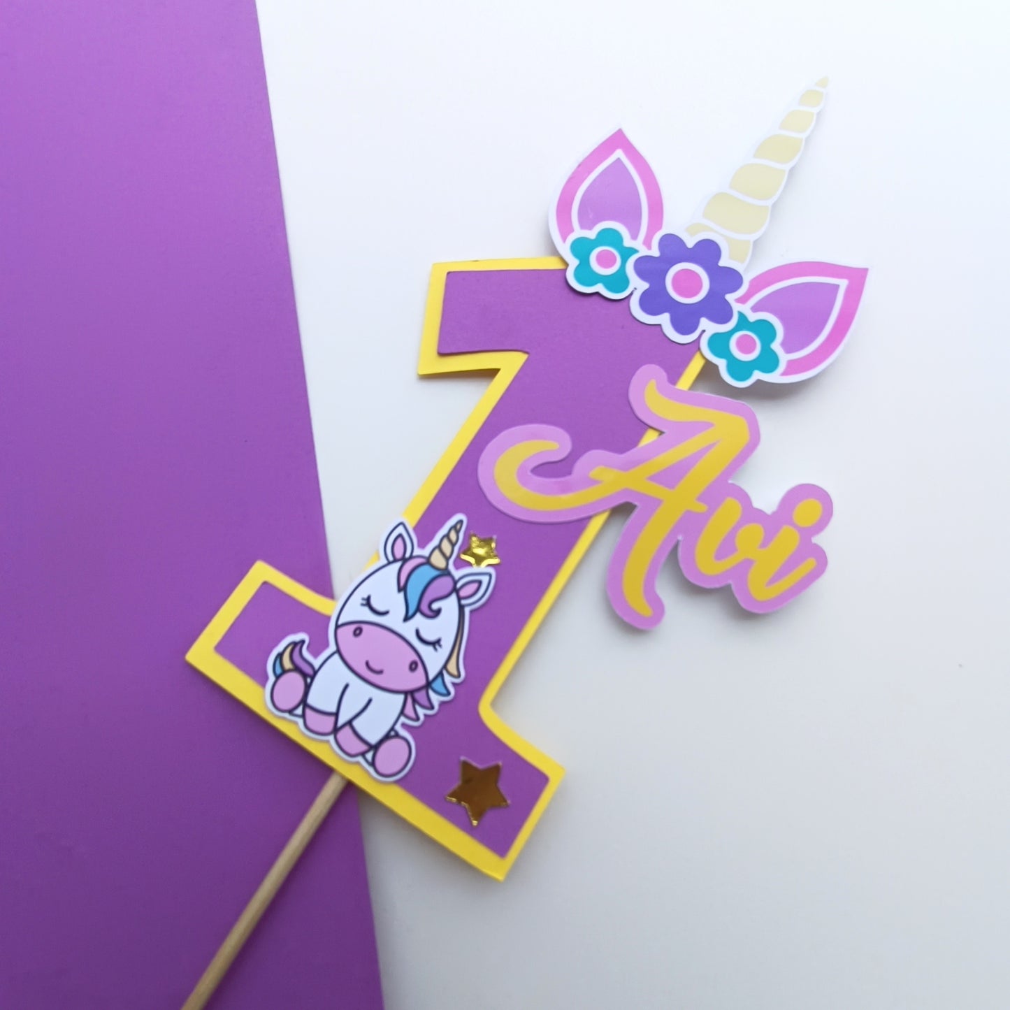 Unicorn Small Cake Topper – Handcrafted Party Decoration