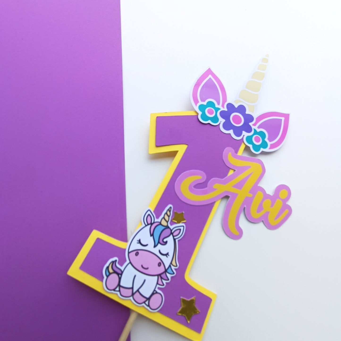 Unicorn Small Cake Topper – Handcrafted Party Decoration