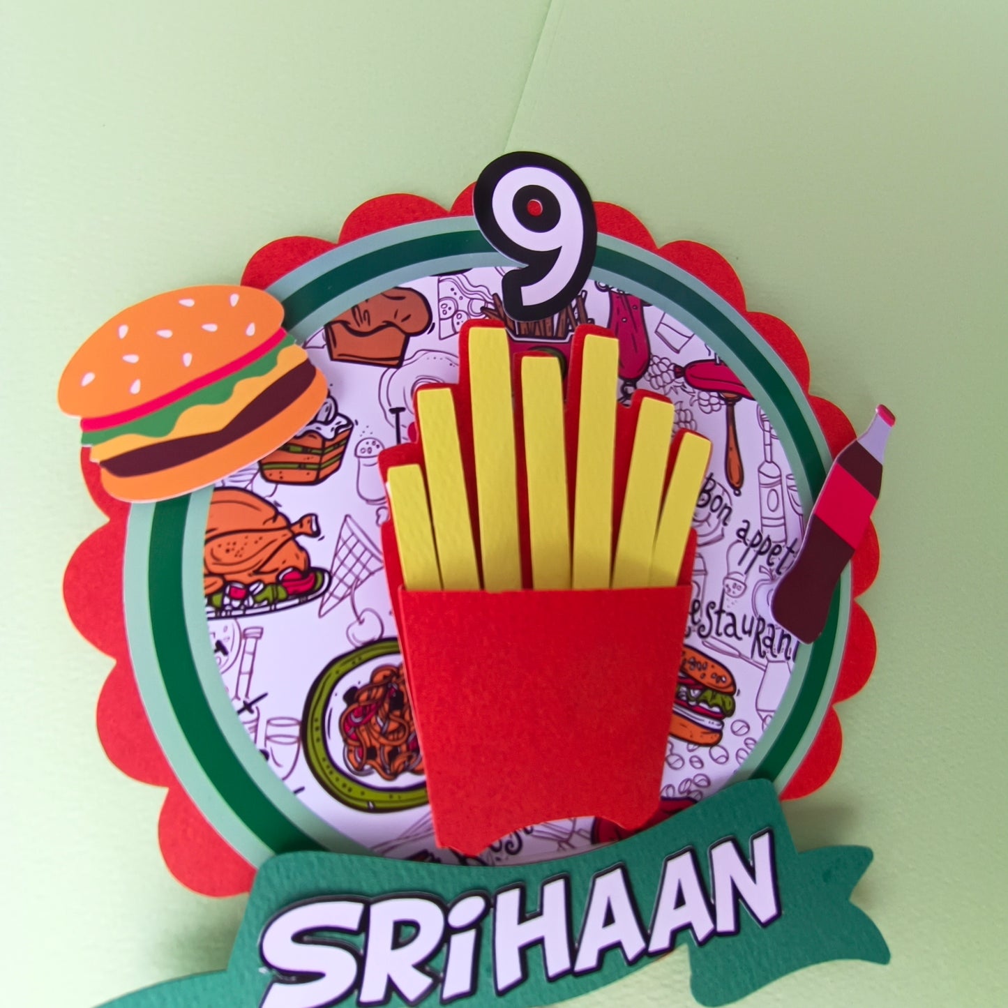 French Fries Foodie Cake Topper – Handcrafted Party Decoration