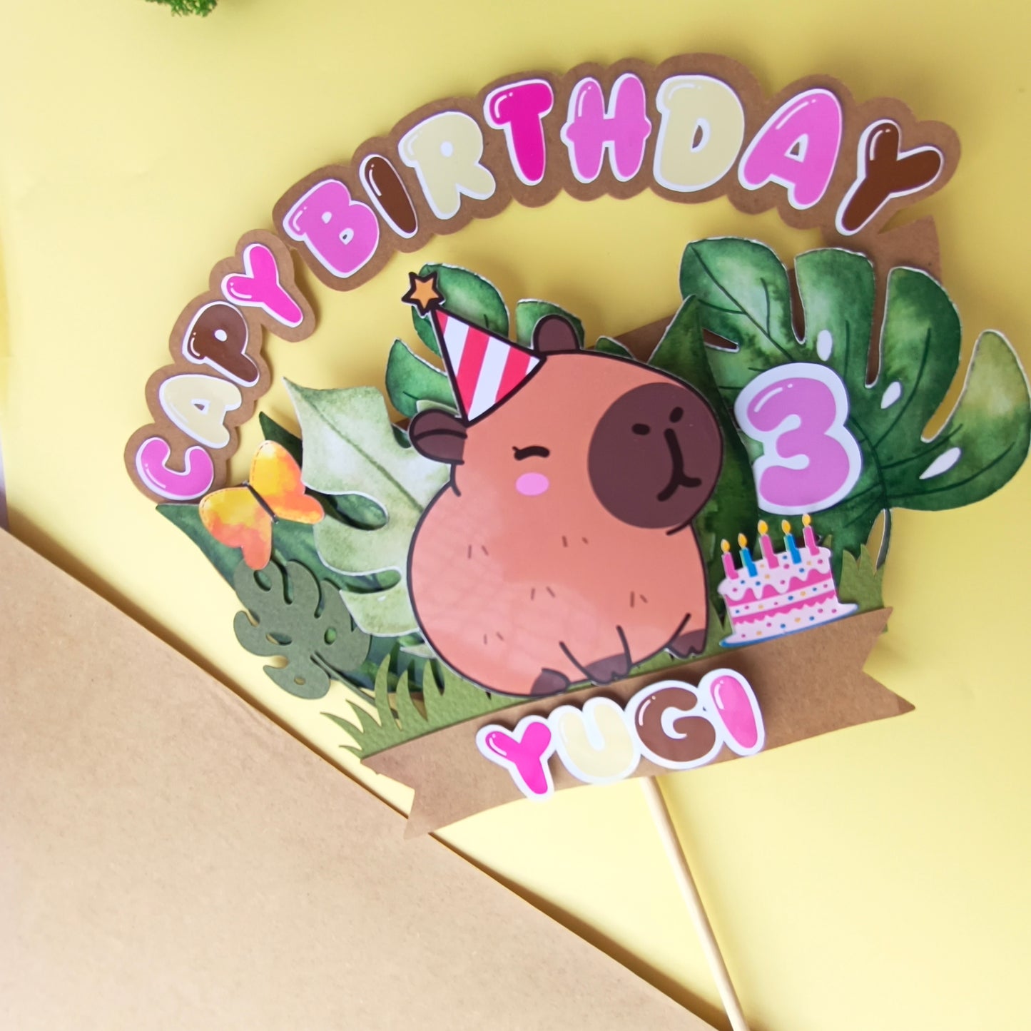 Capybara Cake Topper – Handcrafted Party Decoration