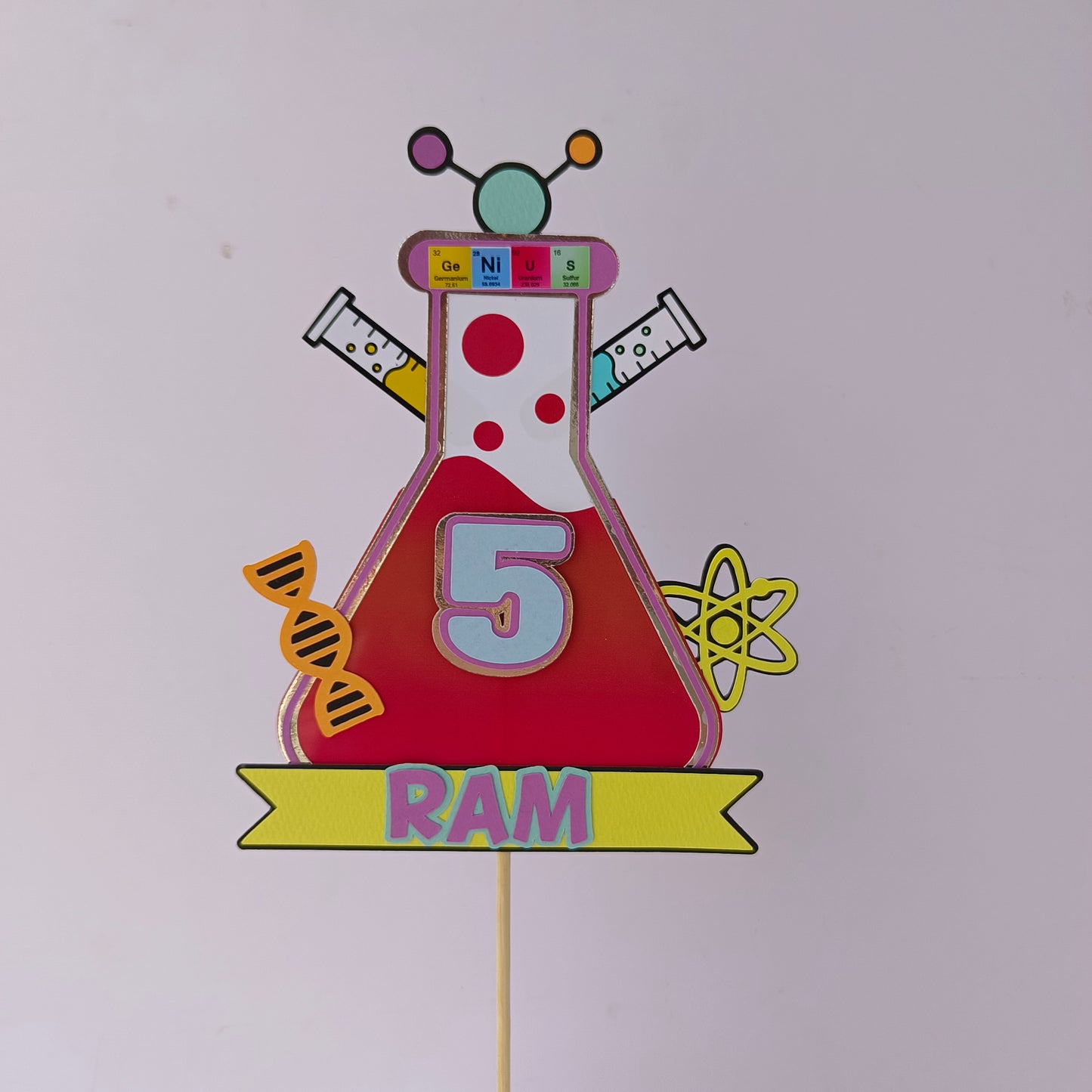 Science Theme Cake Topper – Handcrafted Party Decoration