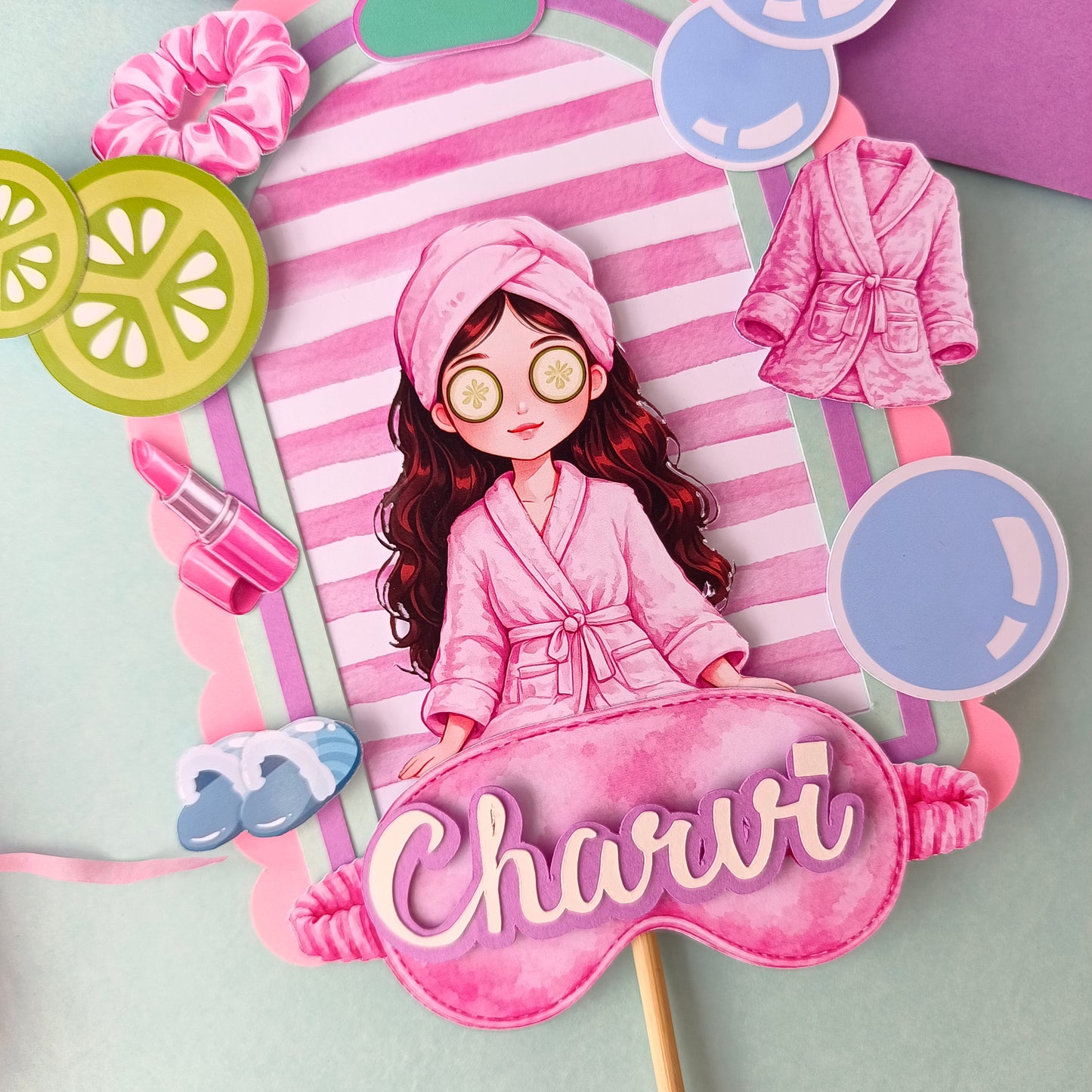 Spa Theme Cake Topper – Handcrafted Party Decoration
