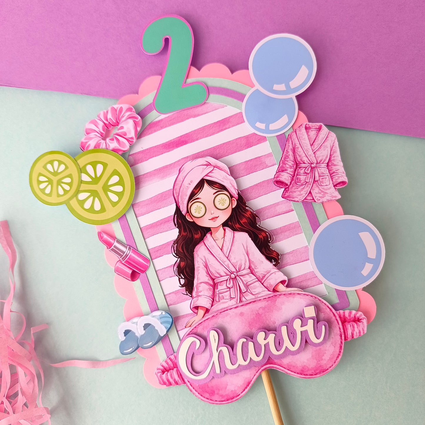 Spa Theme Cake Topper – Handcrafted Party Decoration