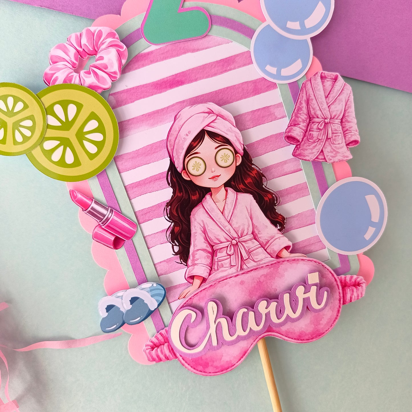 Spa Theme Cake Topper – Handcrafted Party Decoration