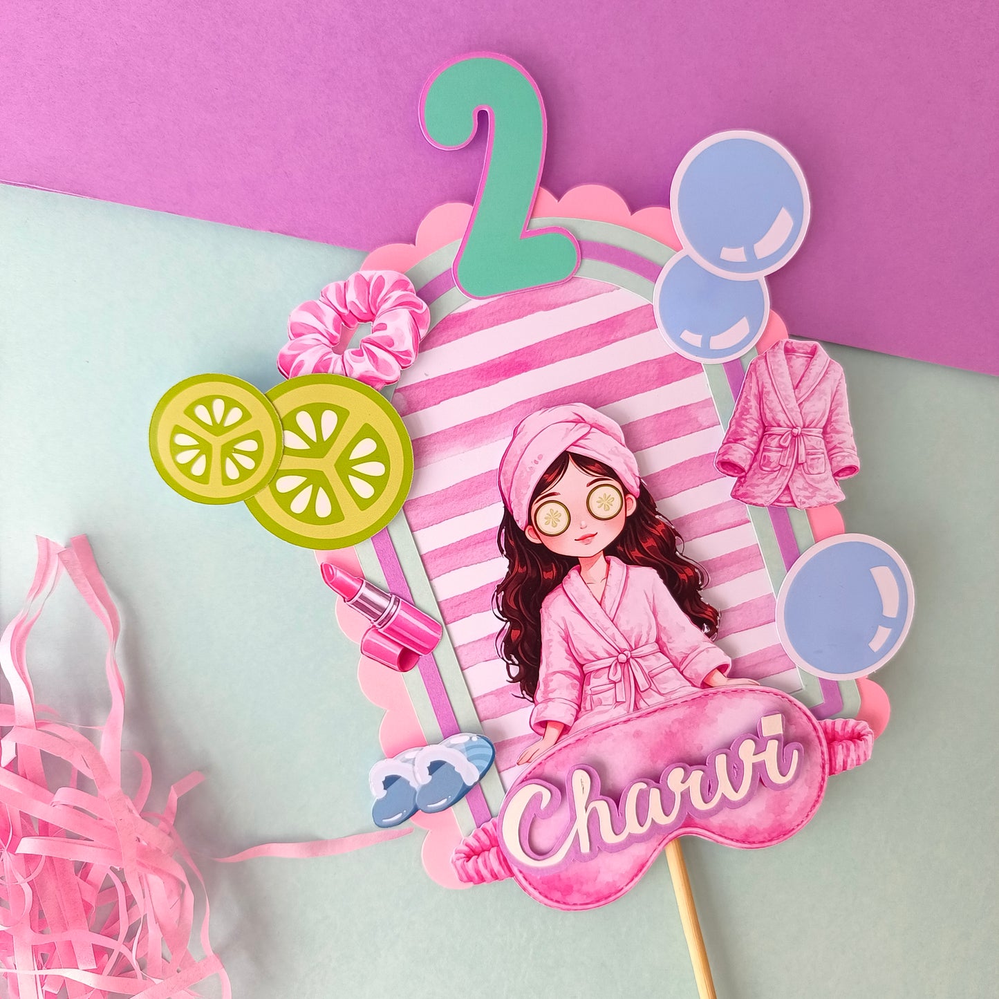 Spa Theme Cake Topper – Handcrafted Party Decoration