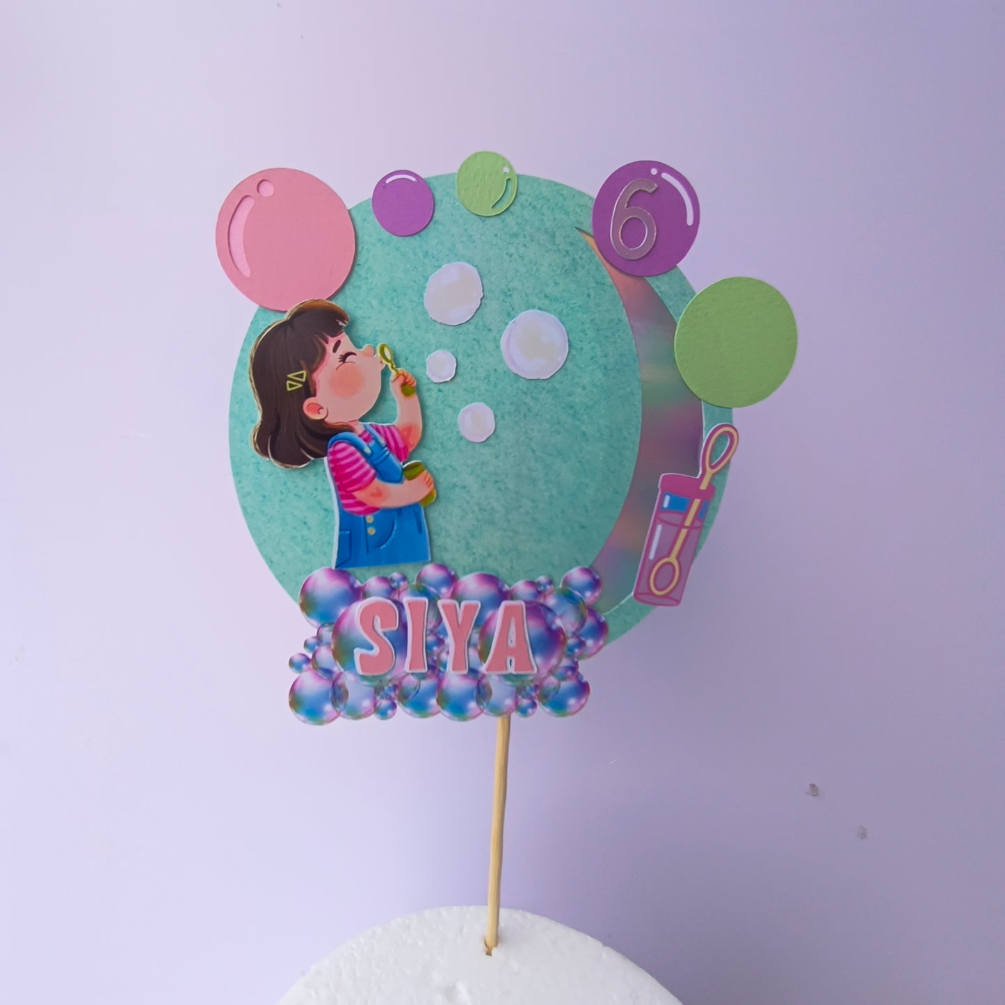 Bubble Theme Cake Topper – Handcrafted Party Decoration