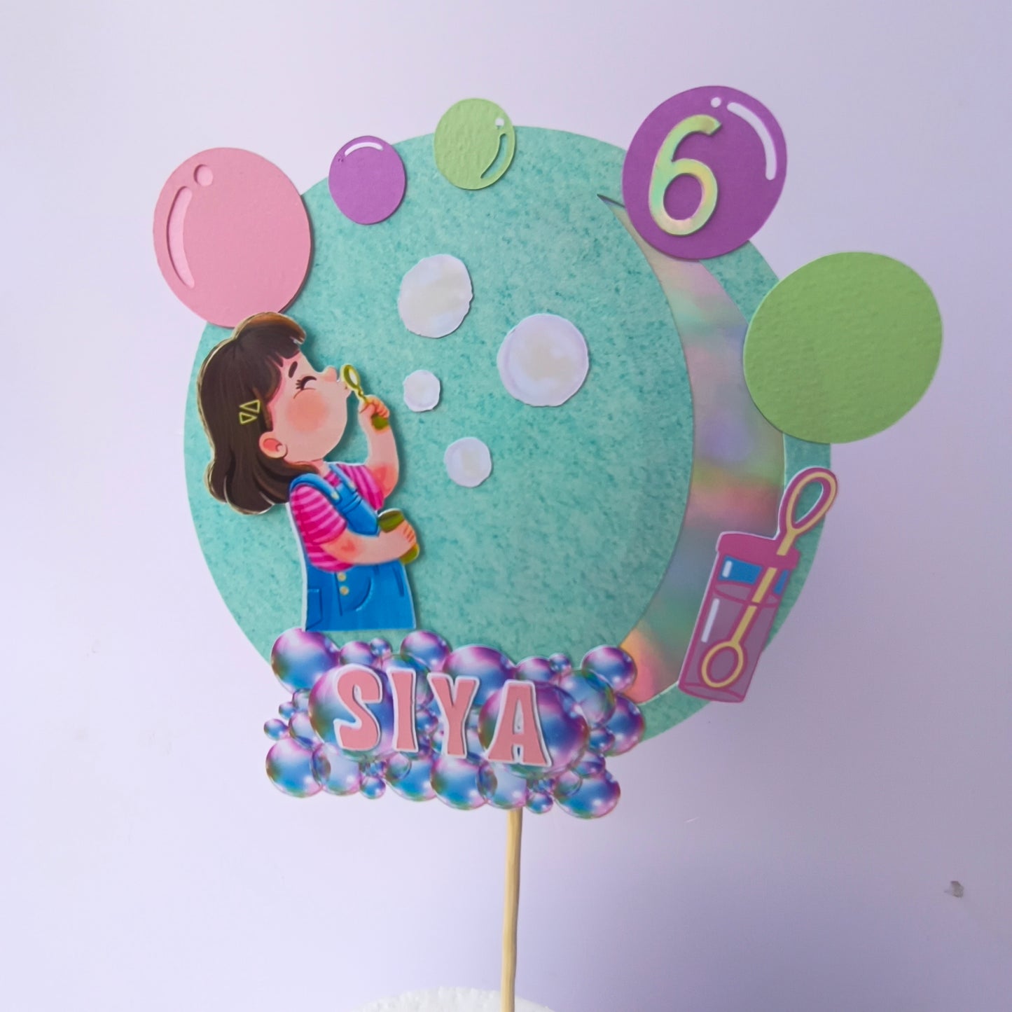 Bubble Theme Cake Topper – Handcrafted Party Decoration