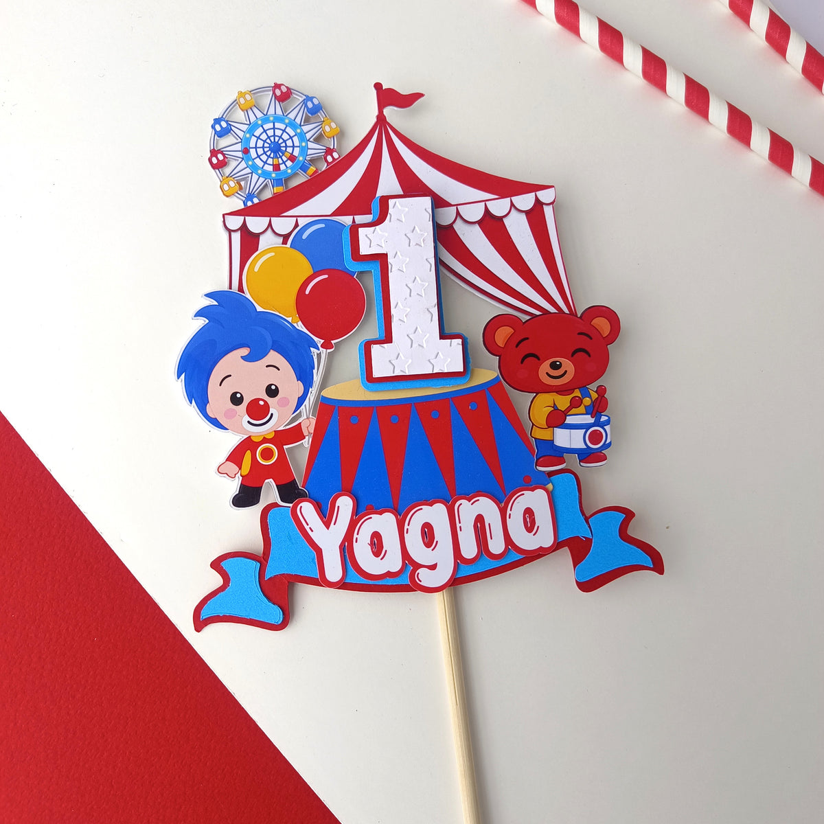 Handcrafted Carnival Cake Topper