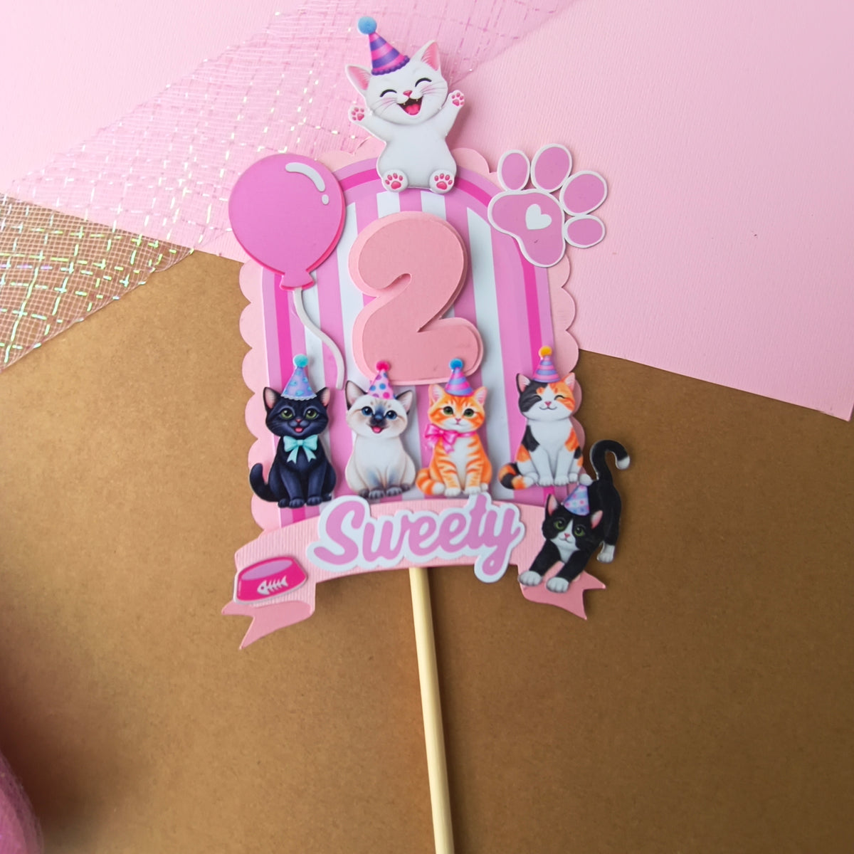 Handcrafted Cat Cake Topper