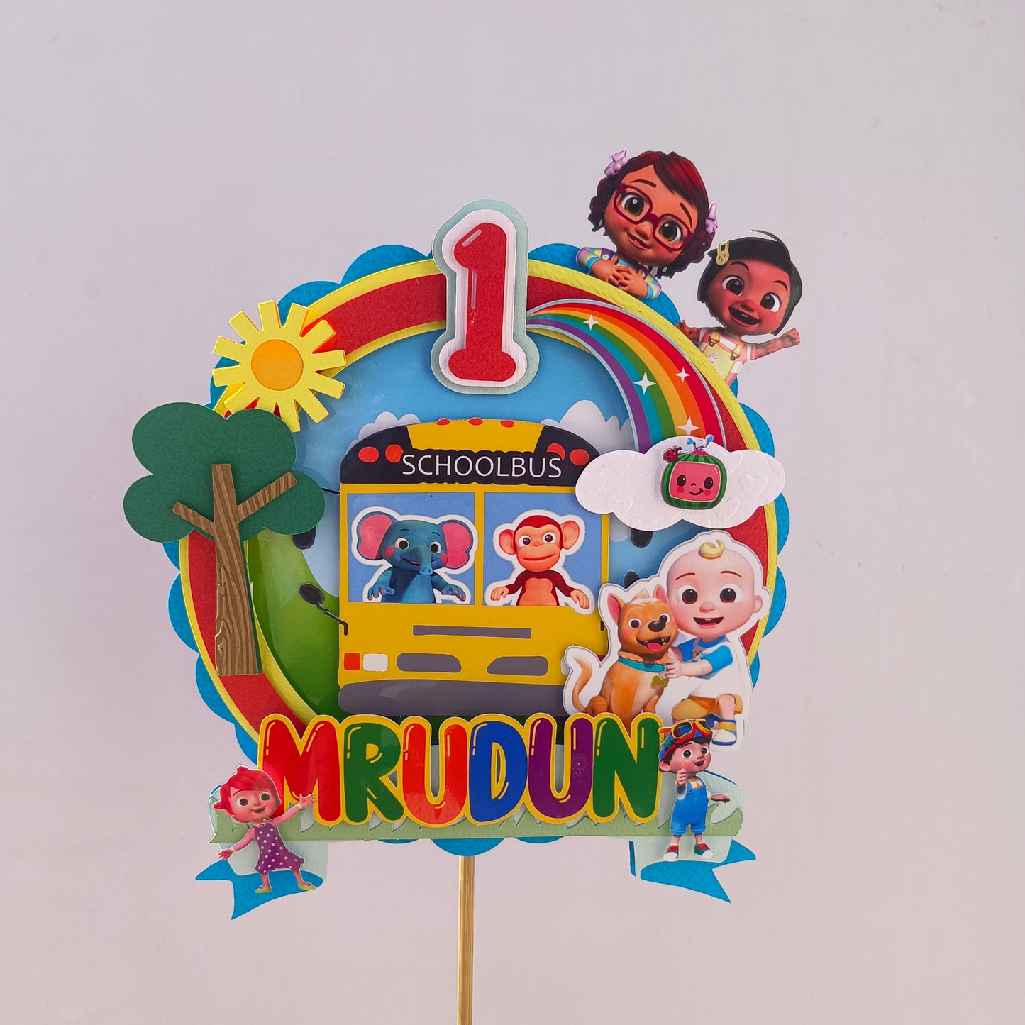 Handcrafted Cocomelon Cake Topper - Customizable with Name and Age