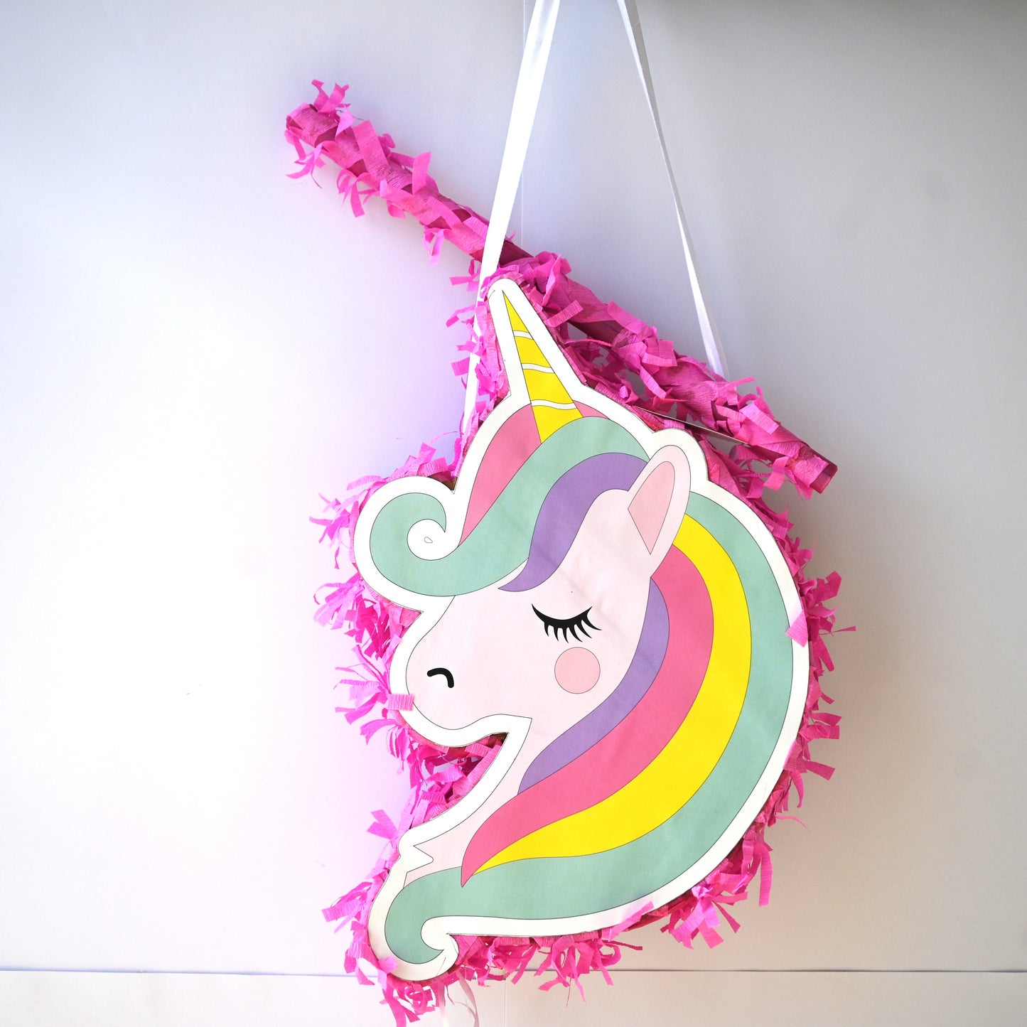 Unicorn Pull-String Piñata - Semi-Handcrafted Party Decoration