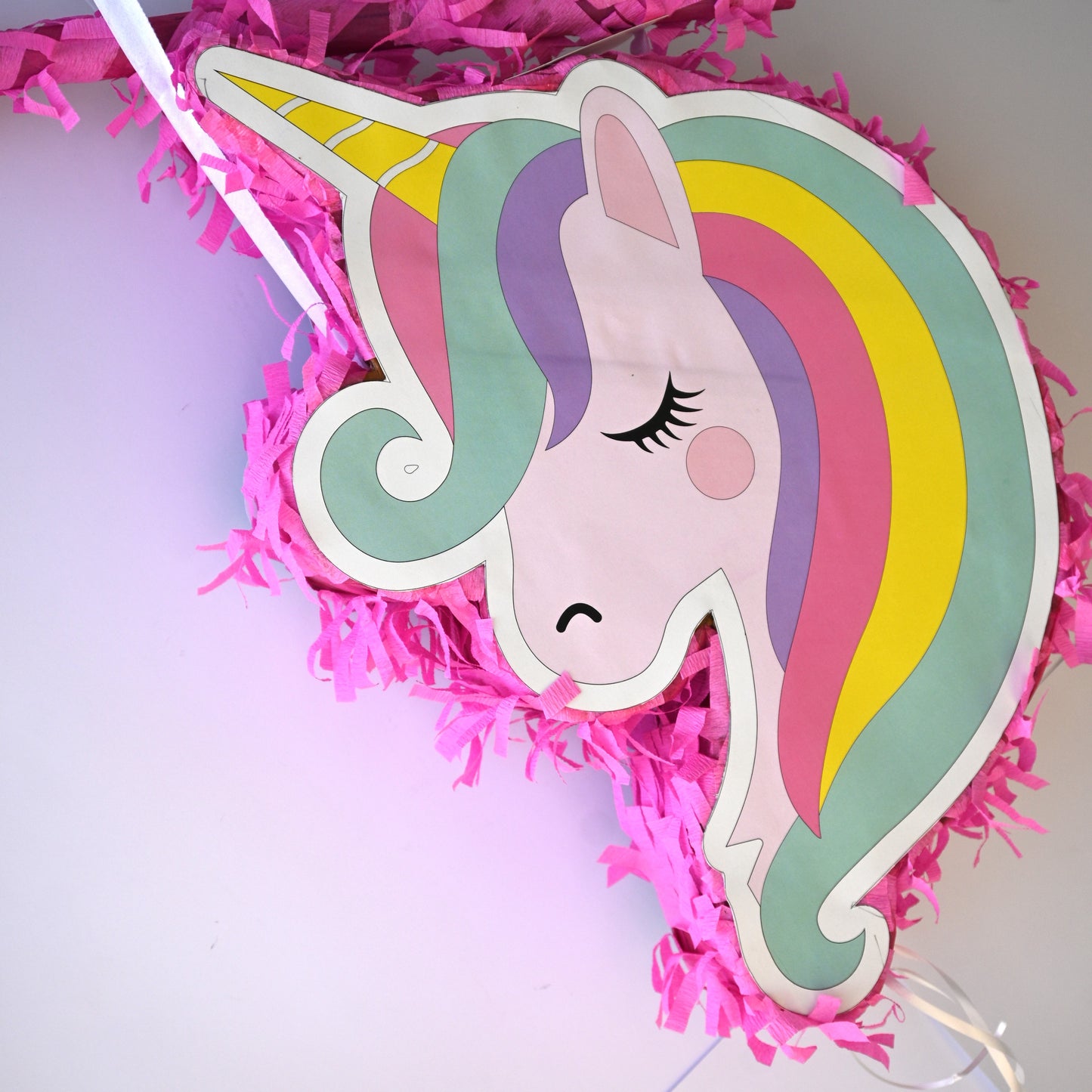 Unicorn Pull-String Piñata - Semi-Handcrafted Party Decoration