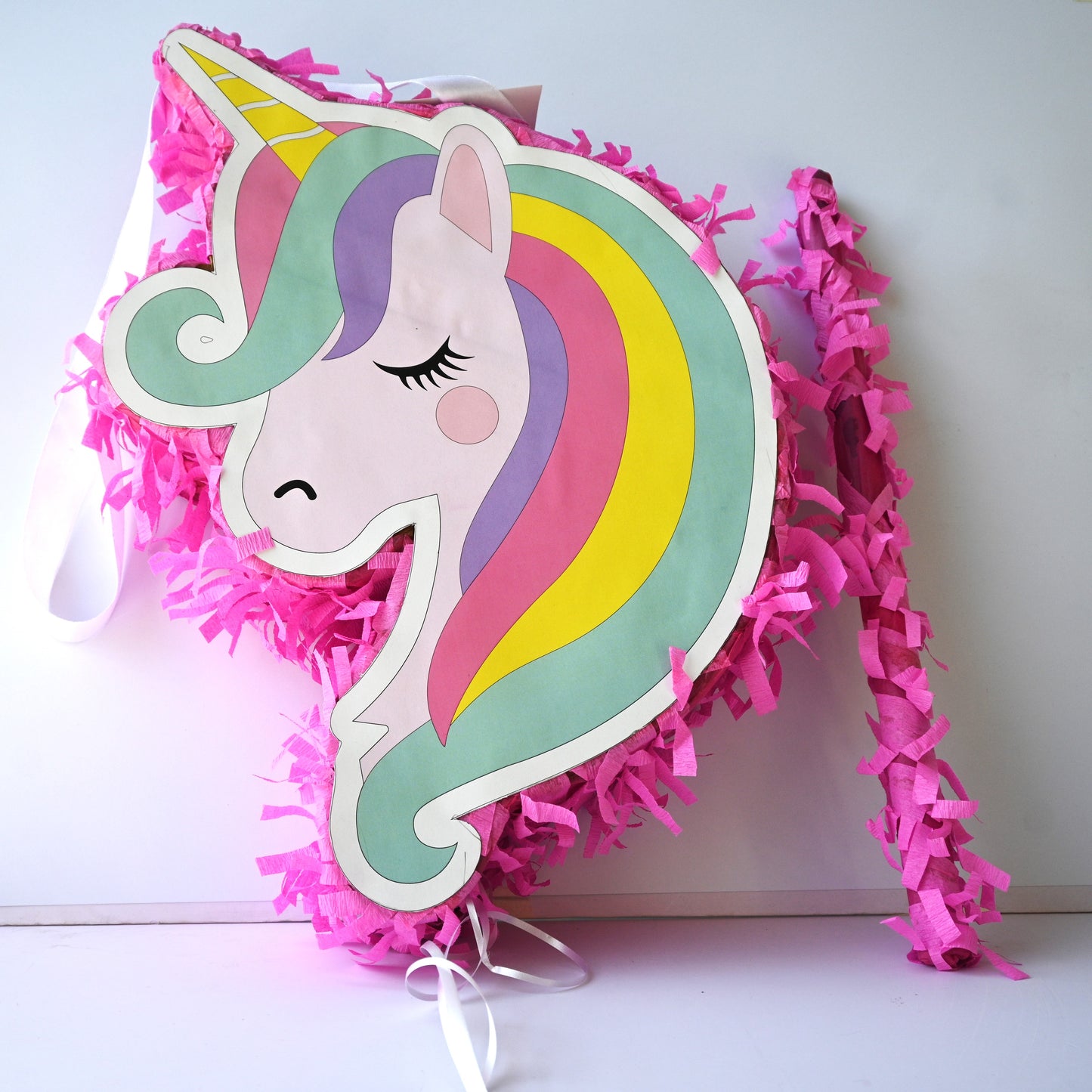 Unicorn Pull-String Piñata - Semi-Handcrafted Party Decoration
