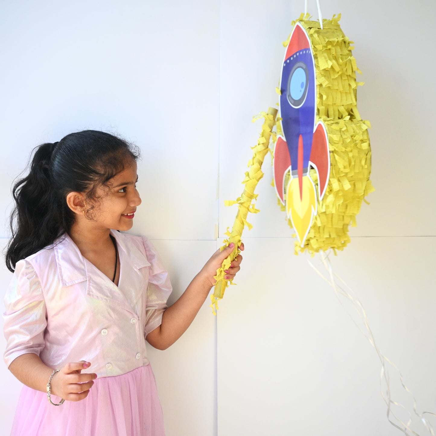 Rocket Pull-String Piñata - Semi-Handcrafted Party Decoration