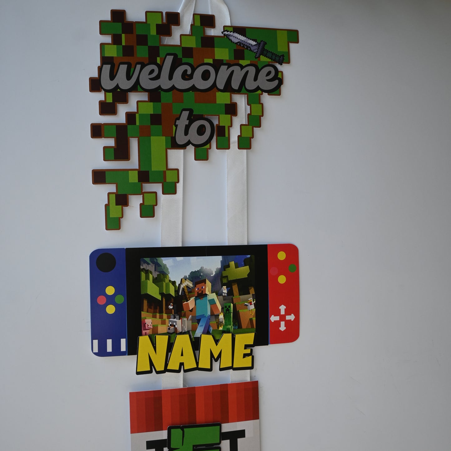 Minecraft Welcome Banner - Birthday Party Decoration