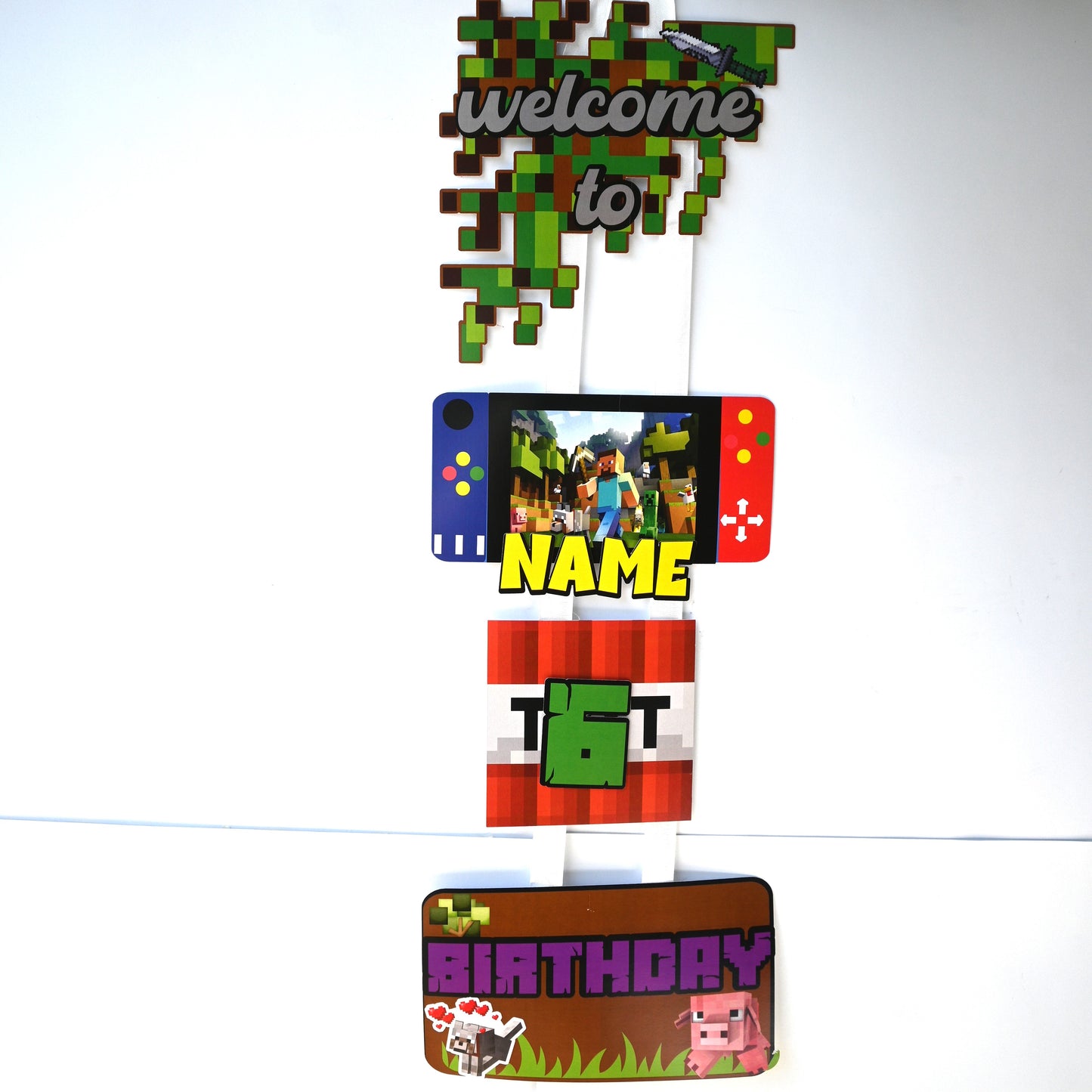 Minecraft Welcome Banner - Custom Name & Age - Party Decoration