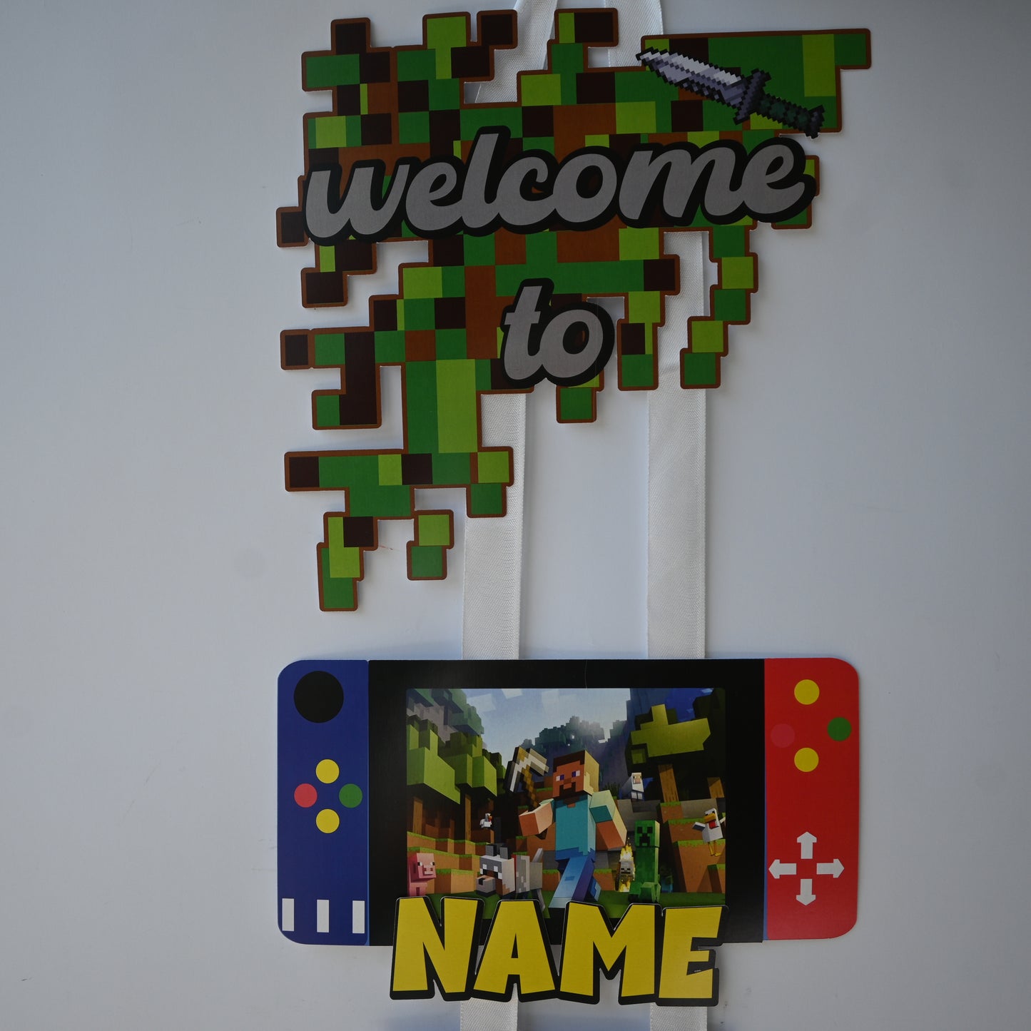 Minecraft Welcome Banner - Birthday Party Decoration