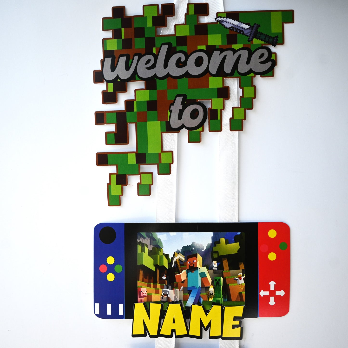 Minecraft Welcome Banner - Custom Name & Age - Party Decoration
