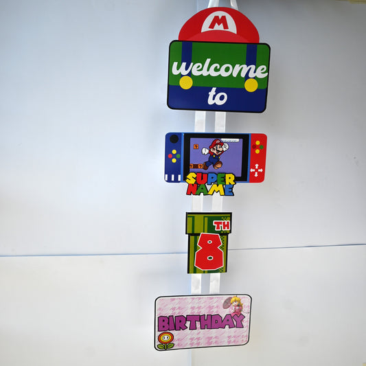 Mario Welcome Banner - Custom Name & Age - Party Decoration