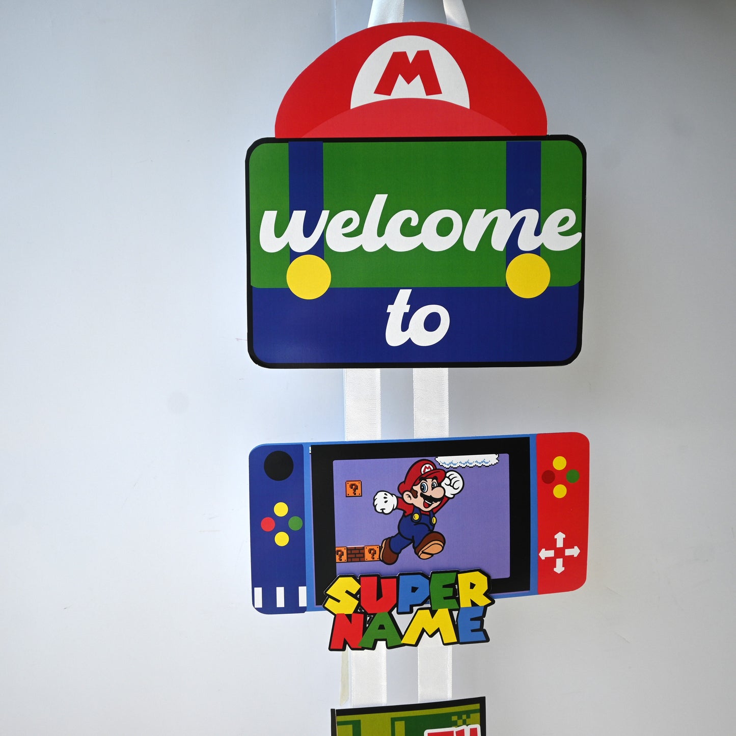 Mario Welcome Banner - Custom Name & Age - Party Decoration