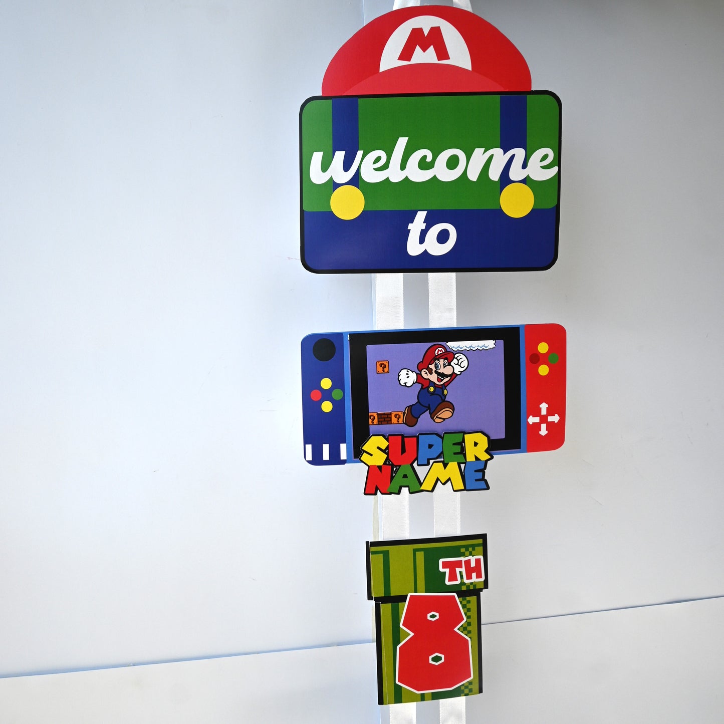 Mario Welcome Banner - Custom Name & Age - Party Decoration