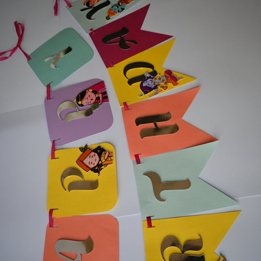 "Krishna Theme Banner - Handcrafted Party Decoration (Optional Name & Age Customization)"