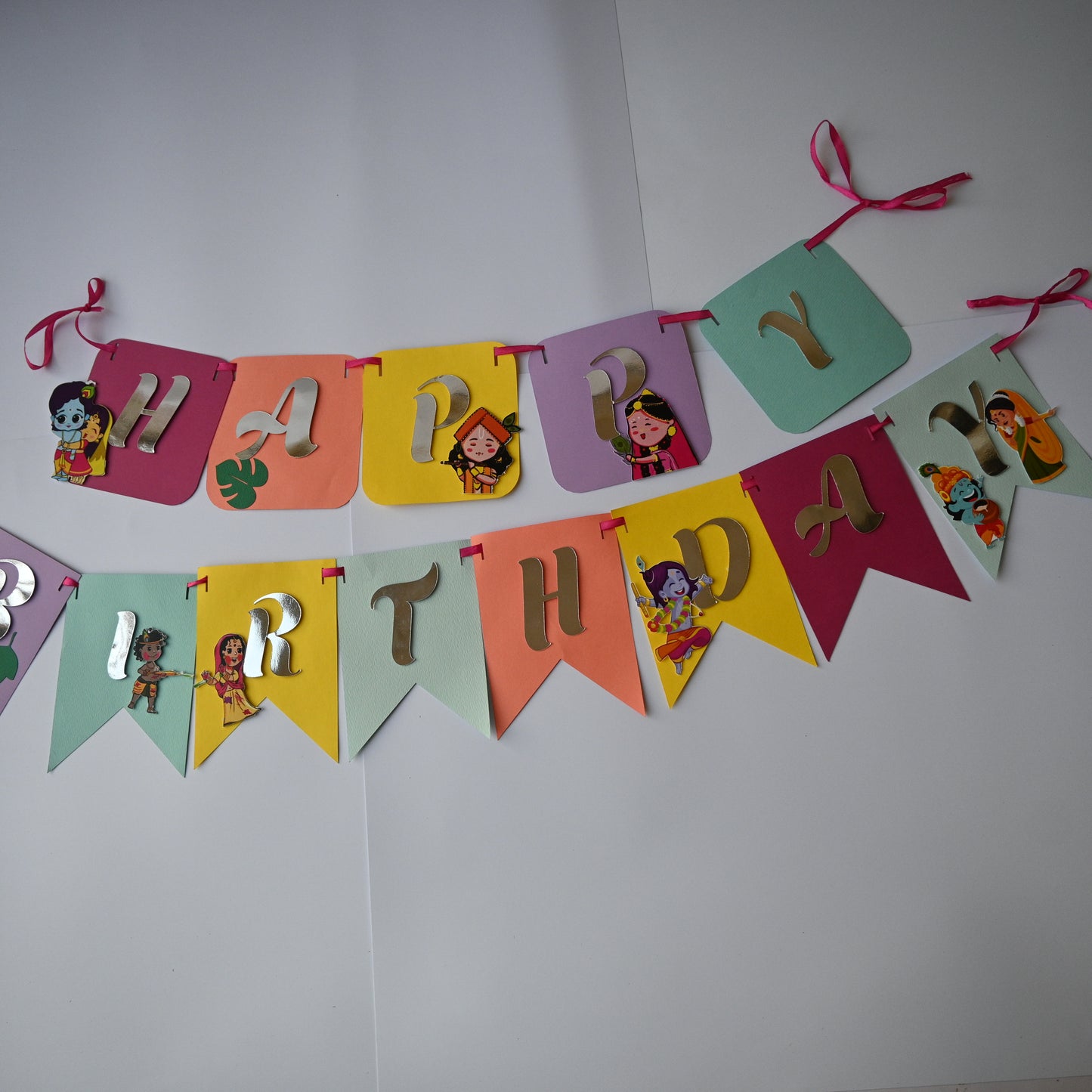 "Krishna Theme Banner - Handcrafted Party Decoration (Optional Name & Age Customization)"