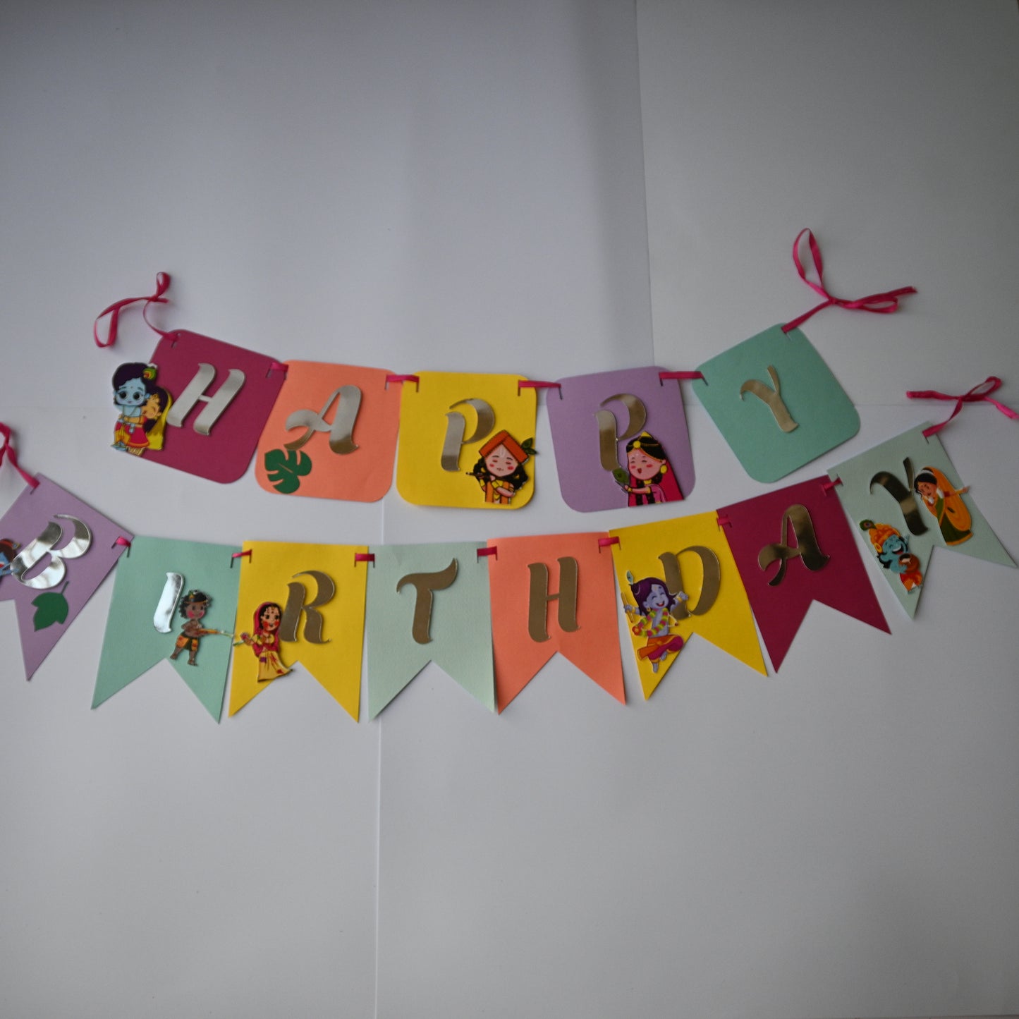 "Krishna Theme Banner - Handcrafted Party Decoration (Optional Name & Age Customization)"