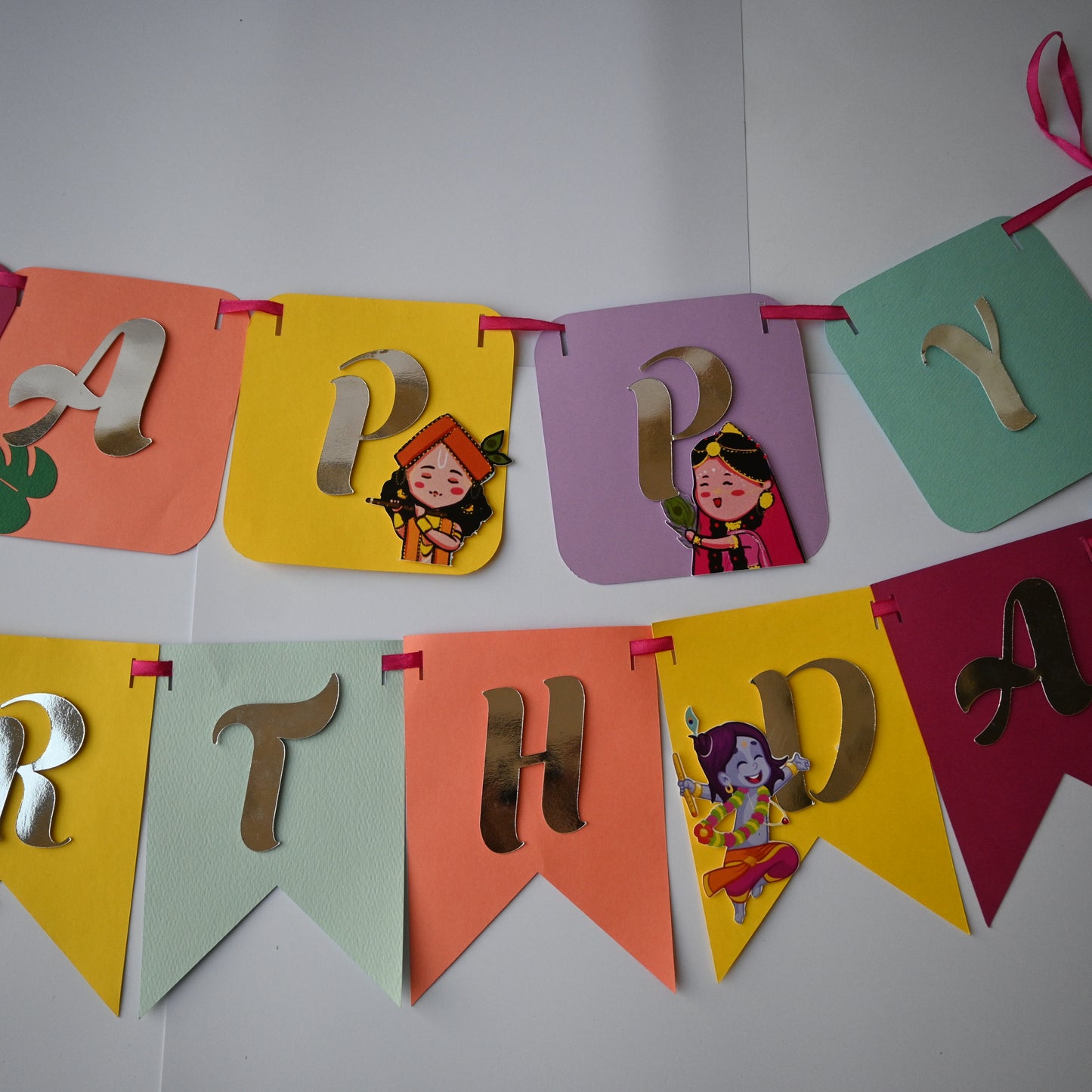 "Krishna Theme Banner - Handcrafted Party Decoration (Optional Name & Age Customization)"