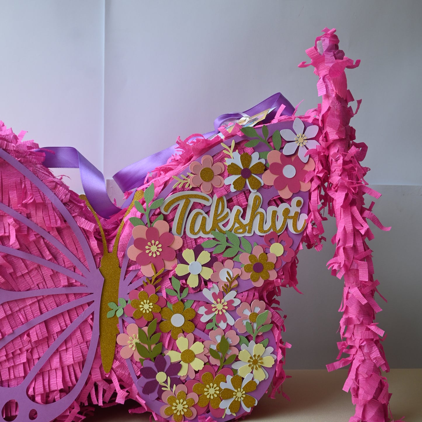 Handcrafted Butterfly Piñata - Customizable with Name and Age