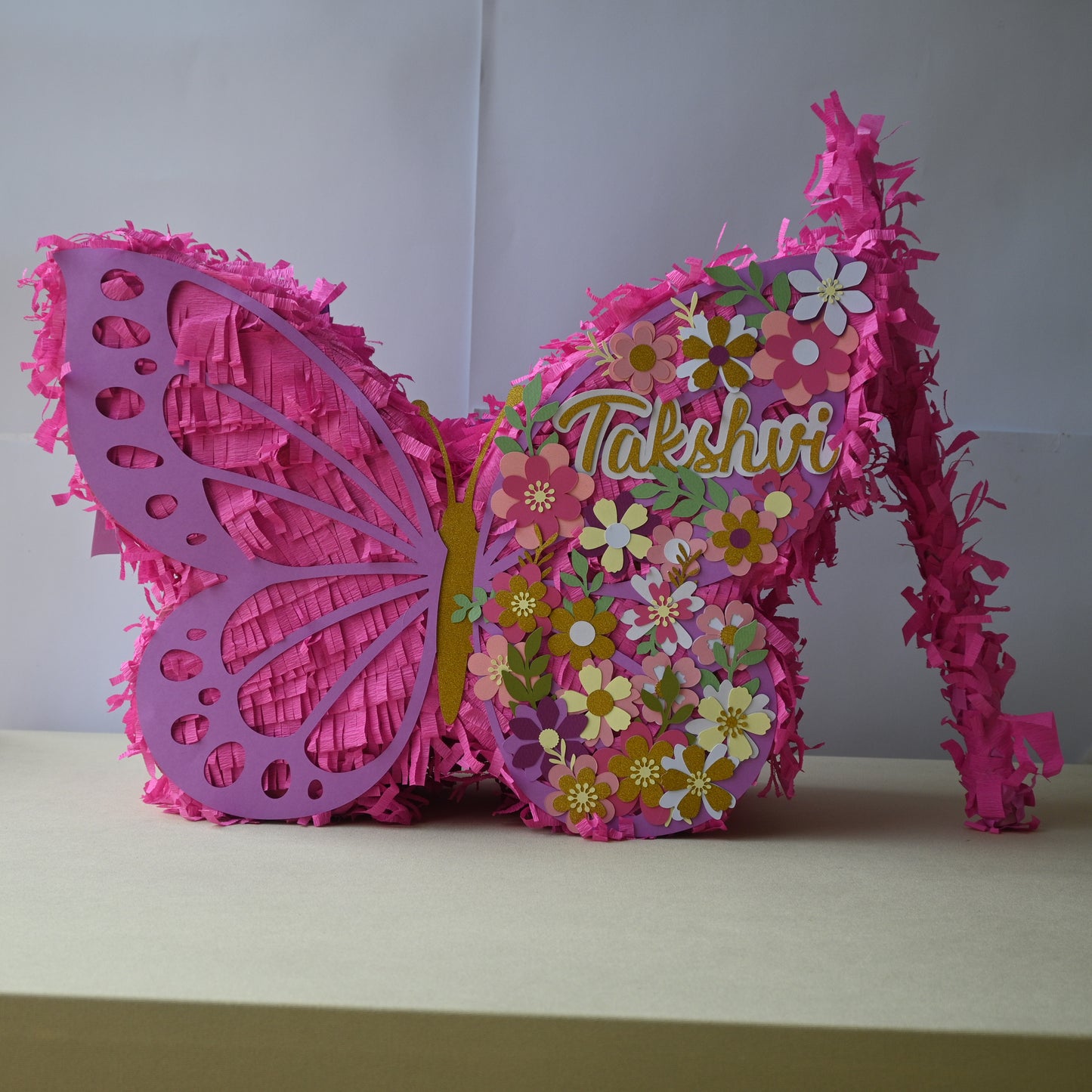 Handcrafted Butterfly Piñata - Customizable with Name and Age