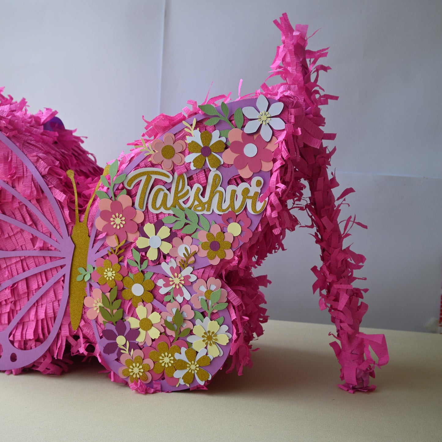 Handcrafted Butterfly Piñata - Customizable with Name and Age
