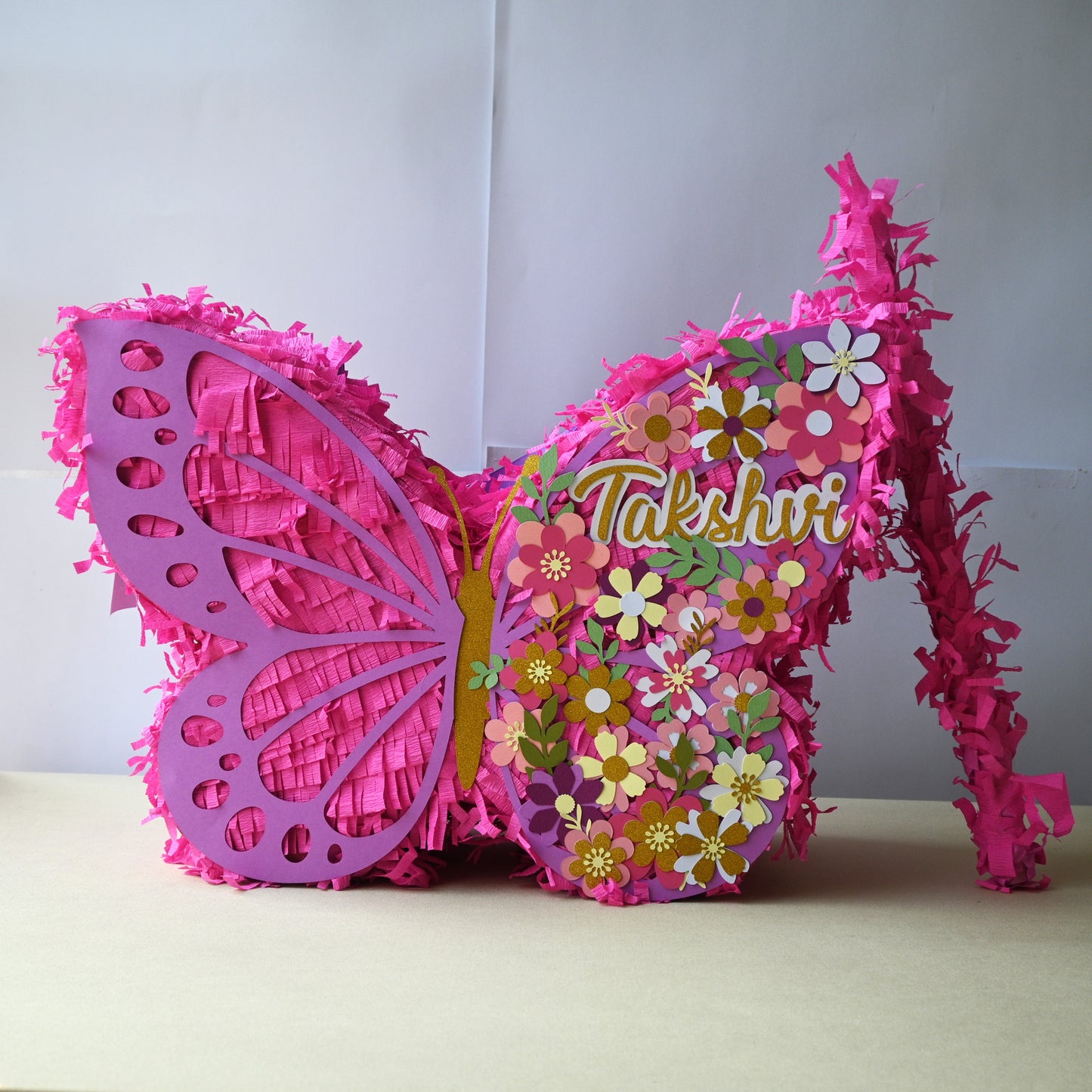 Handcrafted Butterfly Piñata - Customizable with Name and Age