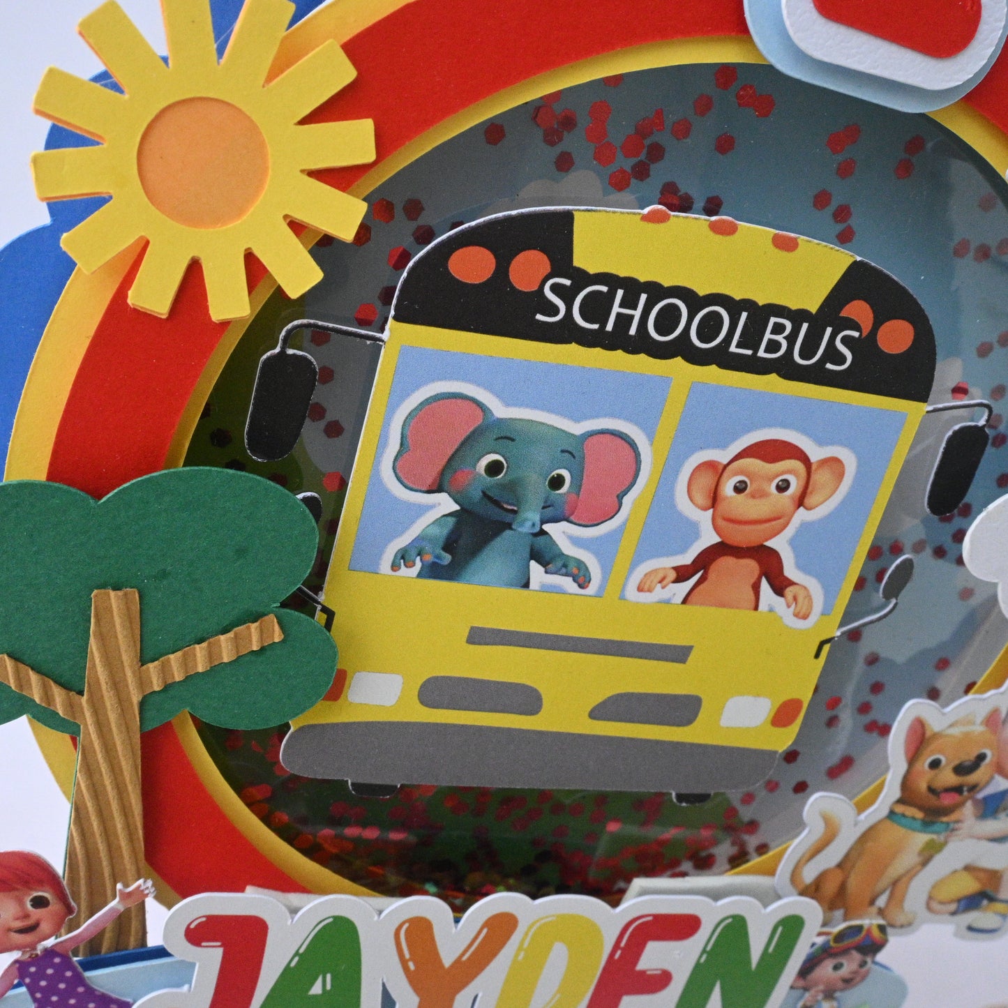 Handcrafted Cocomelon 3D Cake Topper with Sequins - Customizable with Name and Age