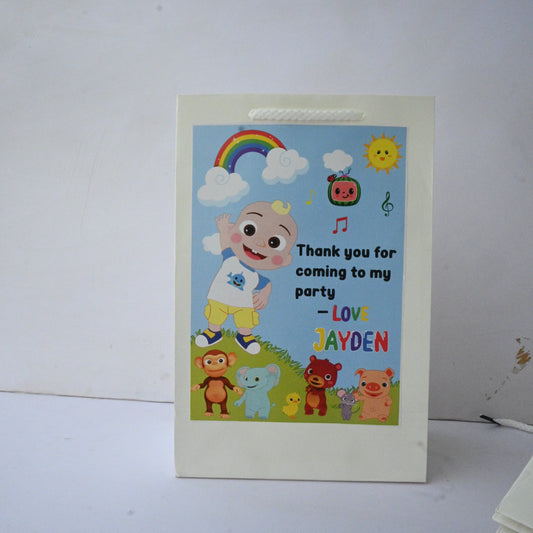 Cocomelon Party Favor Bags - Personalized Return Gift Bags (Set of 6)