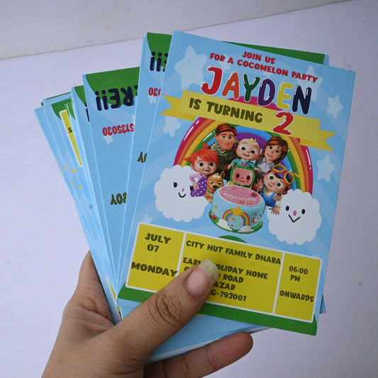 Cocomelon Birthday Invitation Cards - Personalized Party Invites(set of 12)