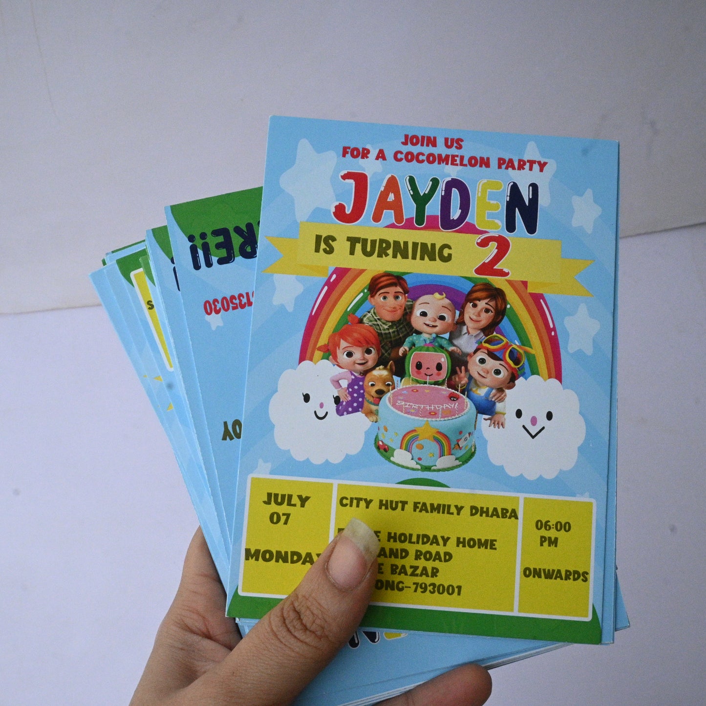 Cocomelon Birthday Invitation Cards - Personalized Party Invites(set of 12)