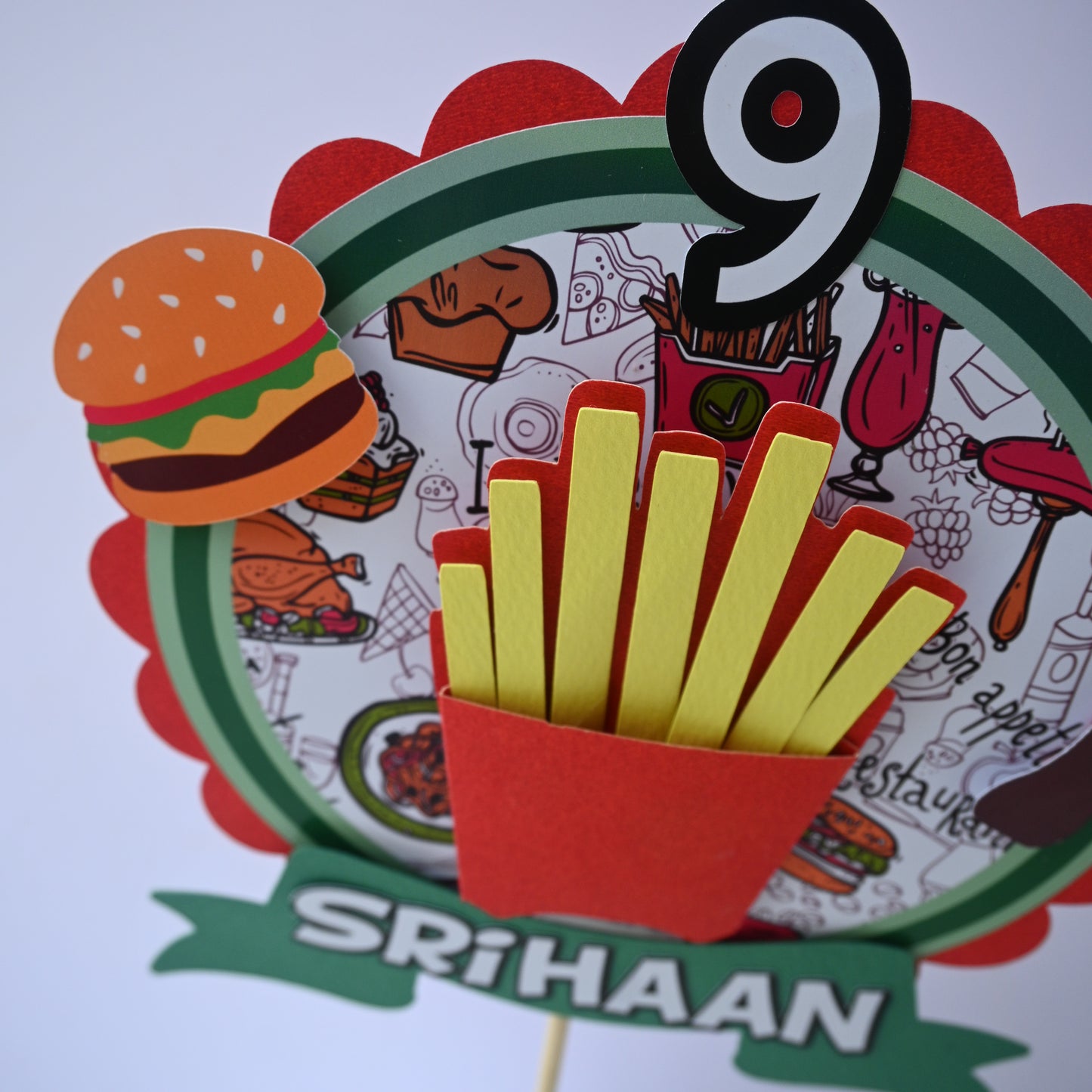 French Fries Foodie Cake Topper – Handcrafted Party Decoration