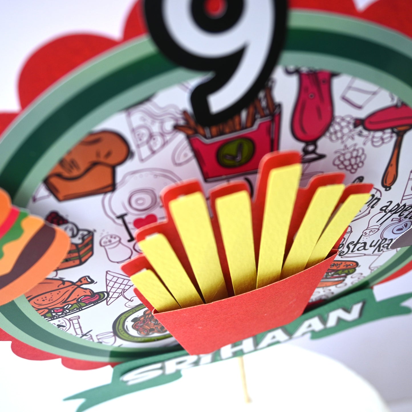 French Fries Foodie Cake Topper – Handcrafted Party Decoration