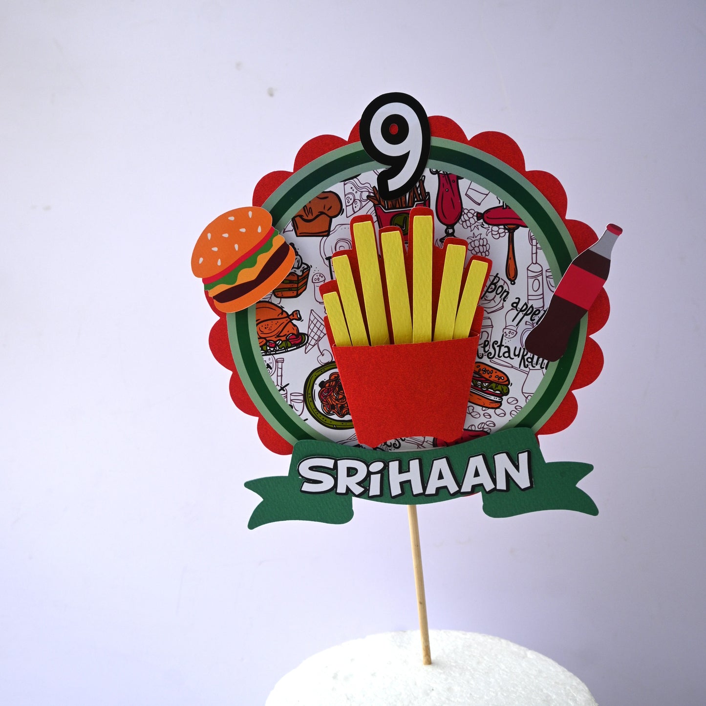 French Fries Foodie Cake Topper – Handcrafted Party Decoration