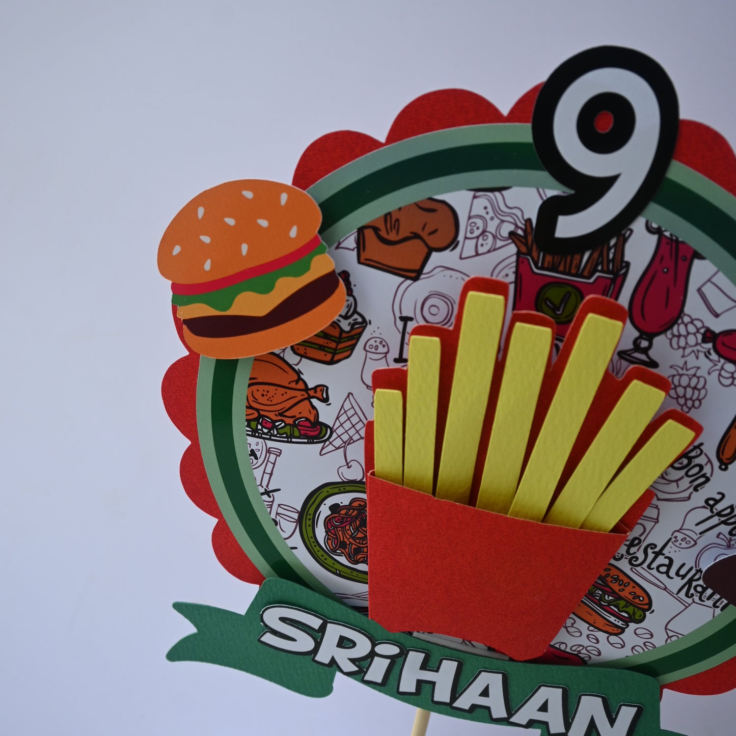 French Fries Foodie Cake Topper – Handcrafted Party Decoration