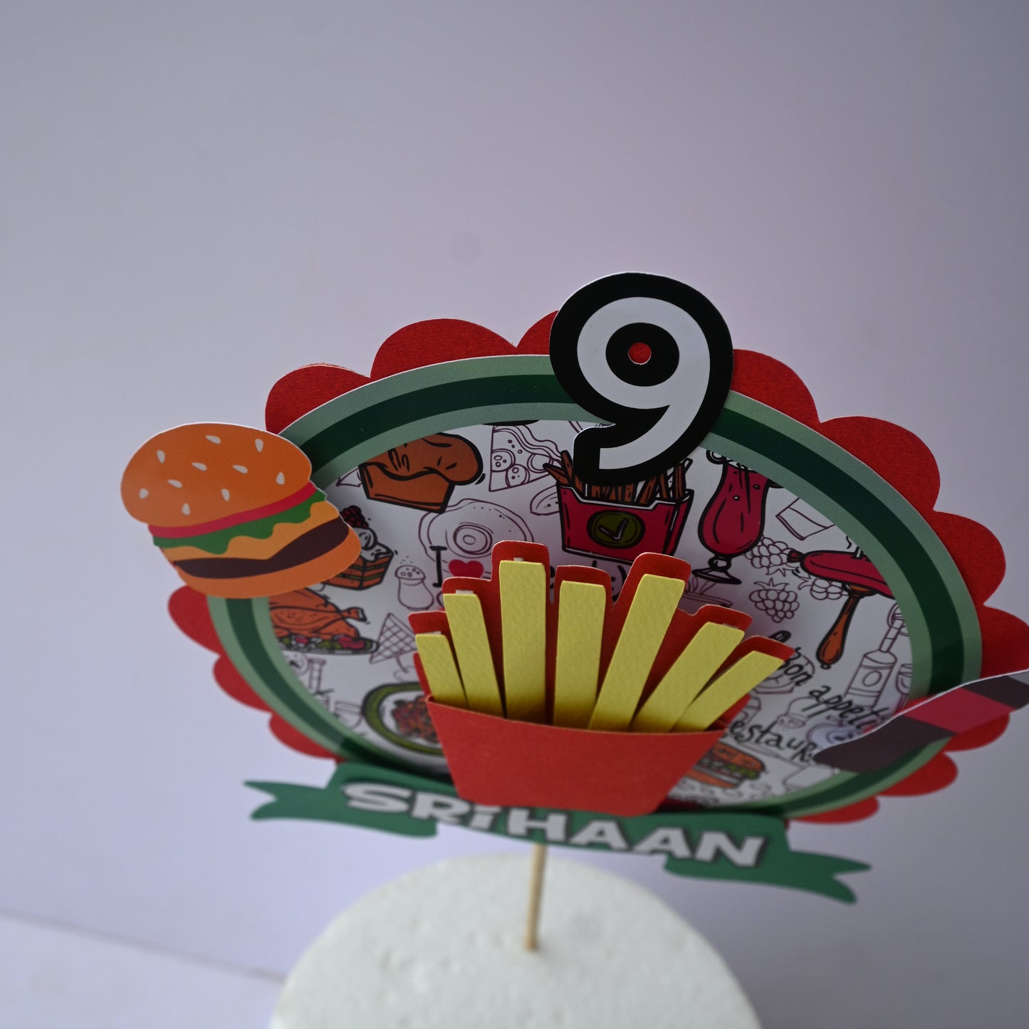 French Fries Foodie Cake Topper – Handcrafted Party Decoration