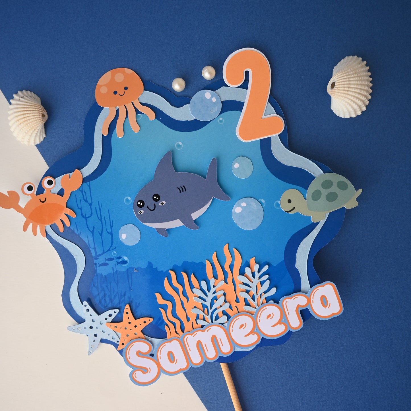 Under the Sea Cake Topper – Handcrafted Party Decoration